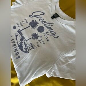 Greetings From Palm Springs White Crop Top